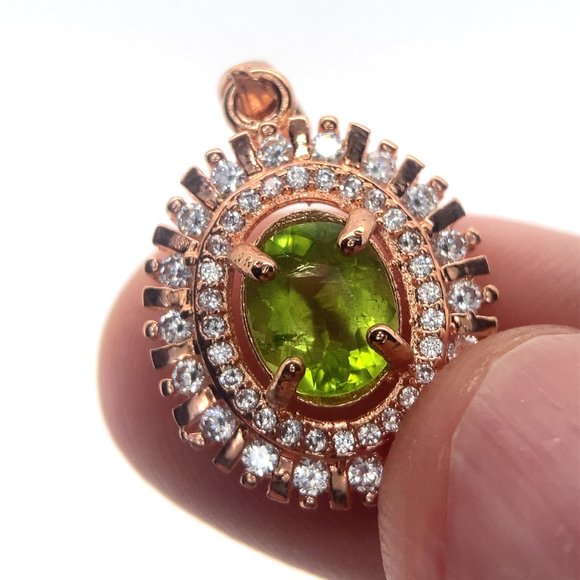 Peridot 1.50ct Rose Gold Finish Solid 925 Silver Pendant - Picture 1 of 8